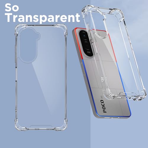 Image of Amazon Basics Back Cover for Poco M7 Plus 5G PC + TPU Clear Transparent Raised Edges Shockproof Protective Phone Bumper Case (Transparent)