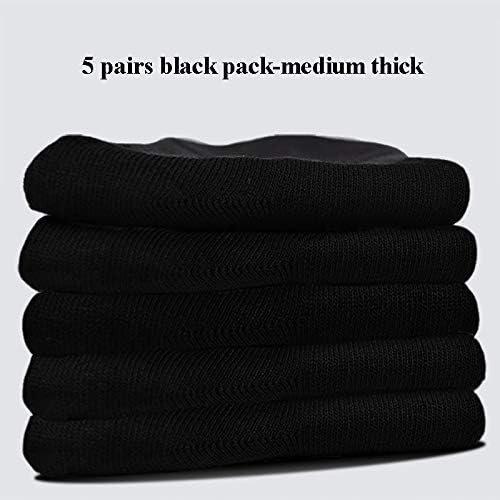 Ait fish Men's Loose Cuff 100% Cotton Crew Socks Lightweight Plain Dress Socks Black 5 Pairs - Image 7