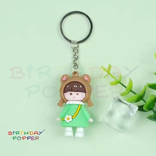 Image of Birthday Popper 12 Pcs Pretty Girls 3D Cartoon Keychains as Birthday Return Gifts | Doll Pendant Keychains for Kids | Lightweight Key Accessories -School Bag & Backpack Charms for Girls