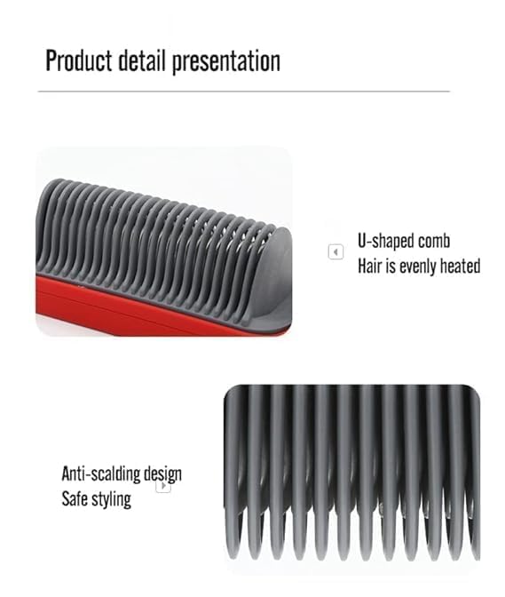 Image of 2-in-1 Hair Straightener & Curler Brush with Built-in Comb | Fast Heating Hair Styling Iron | 6 Temperature Settings | Anti-Scald Safe Design | Portable Hair Styler for Home & Travel