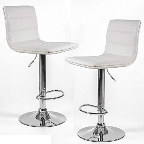 VIP HOGAR Pack 2 Taburetes Gas Teller Elevables y con Respaldo (Blanco)