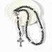 Nazareth Store Paracord Rosary Beaded Necklace St Michael Medal Strong Metal 10mm Beads Our Father Catholic Rosary with Pardon Crucifix (Back Alloy Beads Black Paracord Rosary)