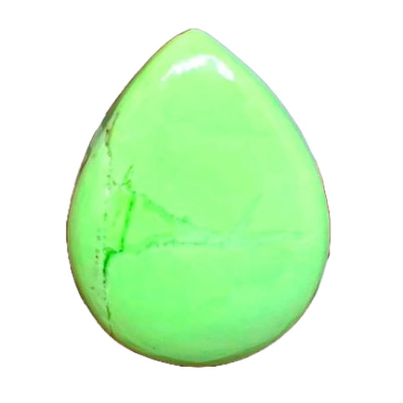 Chrysoprase citron naturelle en cabochon poire, gemme authentique de 30x23mm