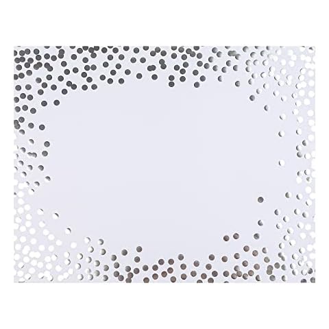 45 Pieces Silver Foil Paper Placemats White and Silver Dots Place Mats Disposable Decorative Paper Table Mats Rectangle Party Place Mats for Birthday Wedding Baby Shower Party Dining Decor Cover