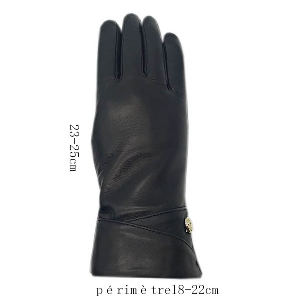 Guantes de Cuero de Invierno para Mujer, Negros, cálidos, con Forro para Conducir, Ciclismo, protección contra el frío, D 7,5 (D 8)