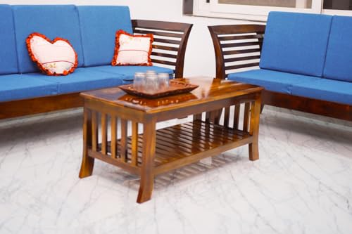 Image of WELLBORN Wooden Center Table /CoffeeTable /Sheesham Wood Tea Table for Living Room, Bed Room, Waiting Room, Hotels, Office, Restaurant, CAF (38xW20xH17.5 Inch)