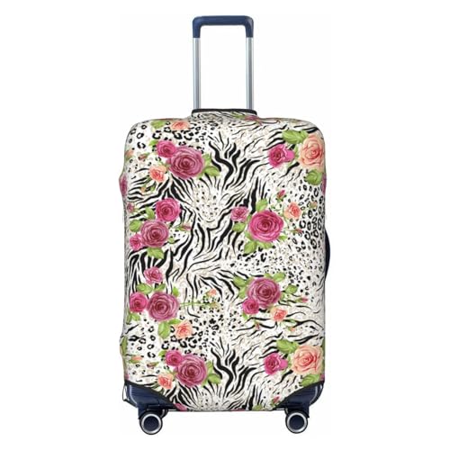 VOSERY Travel Luggage Cover - Roses Mixed Zebra Washable Suitcase Covers Protector Fits 18-32 Inch Luggage