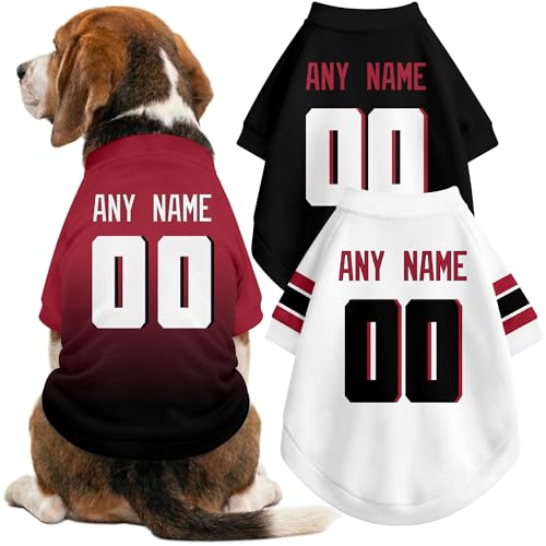 Image of Atlanta Dog Clothes Jersey Style Personalized Pet T Shirt with Custom Name Number for Small Medium Large Dogs