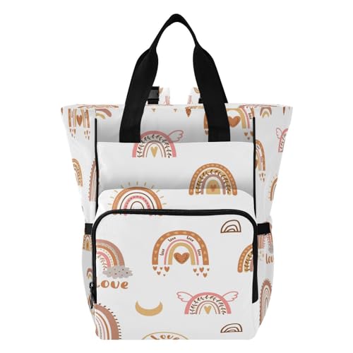 BOESI Boho Rainbow Diaper Bag Backpack, Mommy Bag, Multifunctional Diaper Bag, Travel Backpack, Large Capacity Diaper Bag