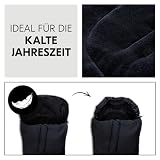 hauck Universal Fußsack für Buggys, Kinderwagen & Fahrradanhänger, Warm mit Fleece Innenfutter, Anti-Rutsch, 2 Wege Reißverschluss, Kapuze, Waschbar & Faltbar (Schwarz)