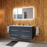 QUALITÄT - Moderner Waschtisch in edlem Grau: Stilvolle Optik für ein elegantes Badezimmer-Ambiente.; Keramikwaschbecken: Pflegeleicht, widerstandsfähig und besonders hygienisch ? perfekt für den täglichen Gebrauch.; Softclose-System: Leises und sanftes Schließen verhindert störendes Zuschlagen und sorgt für mehr Komfort.; Viel Stauraum: Vier großzügige Schubladen bieten ausreichend Platz für Badutensilien und Pflegeprodukte.