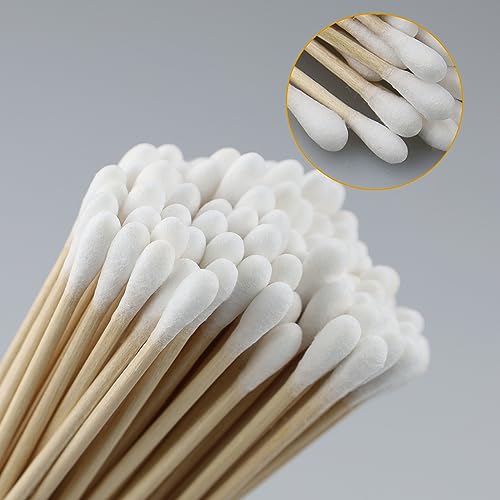 Wattestäbchen 200 Stück Langer Holzgriff Watteträger 15cm Reinigungsstäbchen für Kamera Tastatur Make-up Polieren Reinigung