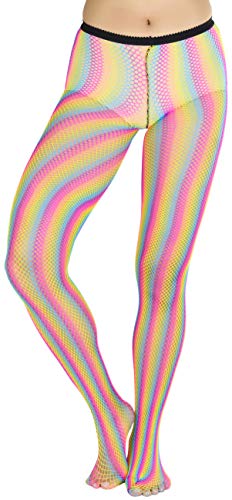 ToBeInStyle Women's Vibrant Rainbow Multicolor Fashion Tights - Fun Novelty Sheer Stockings3