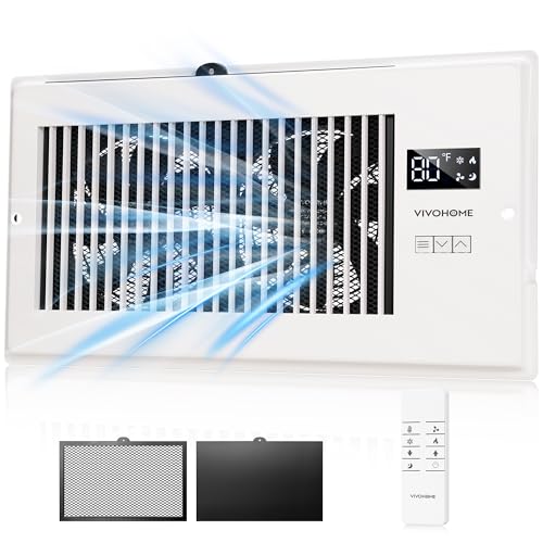 VIVOHOME Quiet Register Booster Fan with Opening 6 x 12 - Smart Thermostat 10-Speed Control Removable Dust-proof Mesh & Register Blocker White