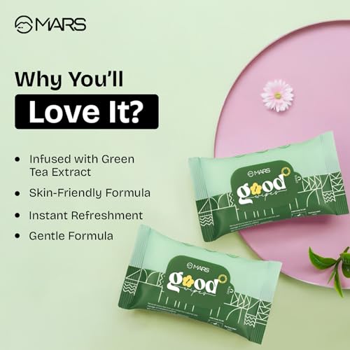 Image of MARS Good pH Balance Refreshing Wipes (10 Wipes) | Green Tea Extract | Hydrated & Glowing Skin On-The-Go | Removes Light Makeup | Skin Friendly