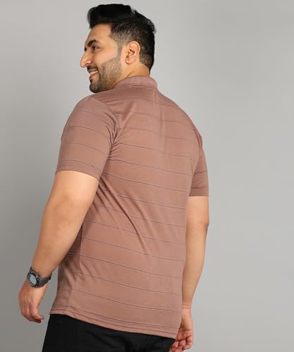 Image of INKKR Plus Size Men's Regular Fit Striped Polo Tshirt Combo