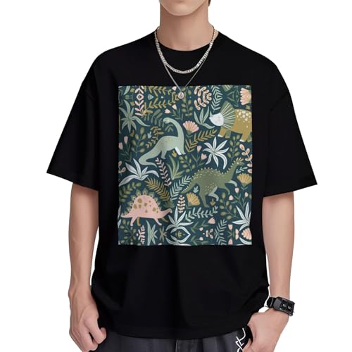 T-shirt en coton de qualité supérieure pour femme avec motif dinosaure et finitions soignées