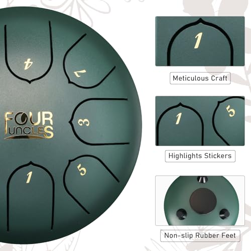 FOUR UNCLES Tambor de língua de aço, instrumento de percussão de tambor panda com chave C com bolsa,