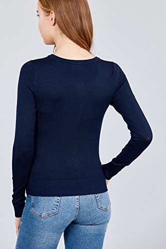 Khanomak Women's Basic Long Sleeve Round Neck Button Down Rayon Sweater Cardigan (Red,Small) #TOP1