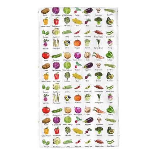 YQxwJL Introduction of Various Vegetables Print Soft Bath Towels 27.5"X16"