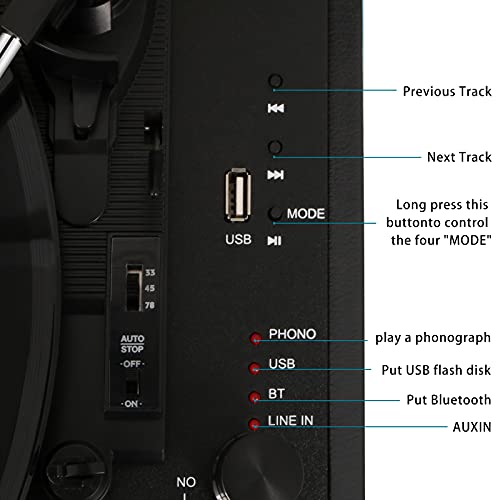 EastRock Platine Vinyle Bluetooth Portable USB, Vintage Platine Vinyle à 3 Vitesses (33/45/78 RPM), Tourne-Disque avec… - Les Beatles, Paul McCartney, John Lennon, RIngo Starr, George Harrison EastRock Platine Vinyle Bluetooth Portable USB, Vintage Platine Vinyle à 3 Vitesses (33/45/78 RPM), Tourne-Disque avec… – Image 5