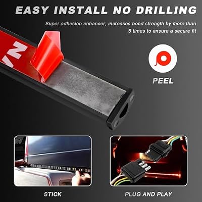 48 LED Tailgate Light Bar, Triple Row LED Tail Light Strip with Red Brake White Reverse Lights, Bright Waterproof Rear Lights Bar Universal for Pickup Trucks SUV RV Van (White & Yellow & Red)