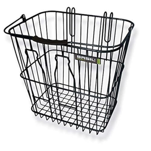Basil Bottle Basket Fahrradkorb – Hinterrad – abnehmbar – mit Aufhängehaken – geeignet für Milchflaschen – Schwarz