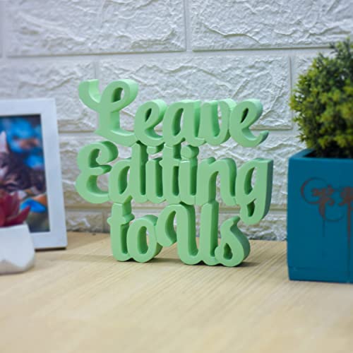 Image of NUKKAD TALES Leave Editing to Us Green Office Decor Showpiece Office Decoration Items for Office Table Corporate Gifts for Employees Gift for Content Writers (7 x 6.30 inch)
