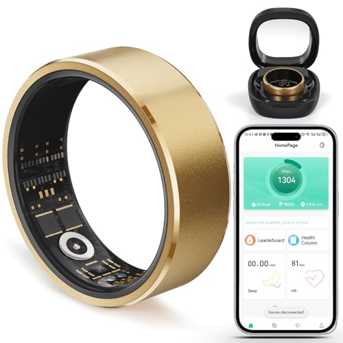 YULUCKGO Health Tracker Fitness Ring Smart Ring for Health Monitor Men Women Gold(9#)