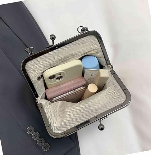 black crossbody bags for women, small kiss lock purses and handbags, purse with pockets and compartments4