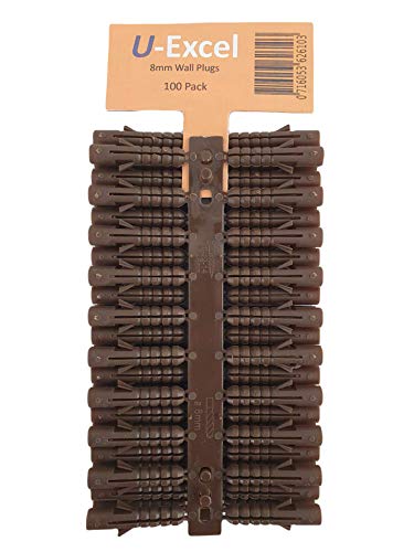 Image of Raw Plugs DIY Hardware - Screw Fasteners & Anchors. Contract Wallplug for Plasterboard, Masonry, Brick, Concrete, Solid Wall Plug Fixings. (8MM - BROWN - 100 PACK)