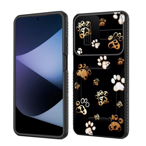 wiaekosef for Moto G 5G 2024 Case Built in Slide Camera Lens Cover,Heavy Duty Shockproof Protection Dual Layer Case for Motorola Moto G 5G 2024 / Moto G Play 5G 2024,Cute Dog Paw Prints