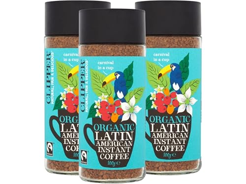 Clipper Latin American Instant Coffee 100g Organic Fairtrade Arabica Medium Roast Smooth & Toasty Flavour Natural Ingredients (Pack of 3) from SuperfoodUK