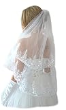 bezaubernd schön und elegant Unbekannt Schleier Brautschleier 2 Lagen mit Kamm Pailletten 2-lagig Hochzeit Braut NEU (Ivory)