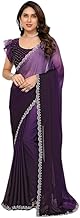 Women's Trending Ombre,Two-tone Silk Saree With Swarovski Lace Border