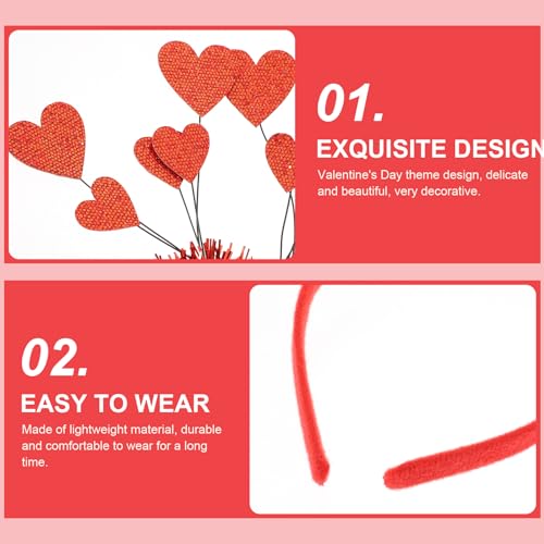 1pc valentine's day headband Heart Hairband bandanas for women sparkle hair clips hair decor lady heart headband cupid girl Party Headband Miss Felt cloth photo clothing - Image 3