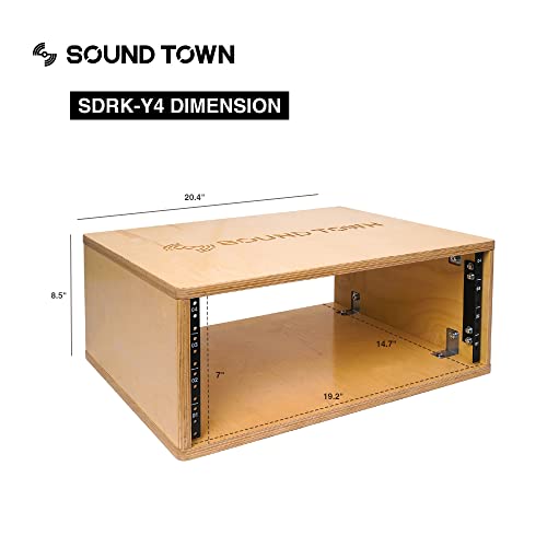 Image of Sound Town DIY 4U Studio Rack with Baltic Birch Plywood, Golden Oak, Assembly Required (SDRK-Y4)