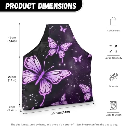 Image of ZUXONGSY Butterfly Yarn Bags for Crocheting Organizer Knitting Bag Yarn Storage Shelves Yarn Project Bag Travel Crochet Tote Bag,Large