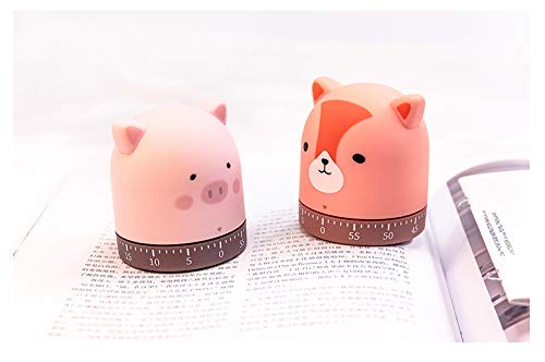 Red Dollar Mechanical Kitchen Timer, Christmas Holiday New Year 60-Minute Wind Up Dial Rotating Countdown Egg Reminder, No Batteries Loud Ring, Cute Cooking Time Management (Pig) #TOP5