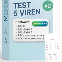 medicinadellavoro.com Corona oder Influenza? 2𝐱 5in1 Kombitest - COVID-19, Influenza A/B & RSV & ADV, Schnelltest - Laientest, der Influenza 2024/25 und Corona Combi Test unterscheidet - 2 Stück