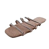 FAMOORE Wedge Sandals For Women 12 Summer New Leisure Fashion Buckle Thick Bottom Hemp Rope Flat Bottom Women's Khaki 9.5