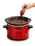 Betty Crocker 0.7-Quart Mini Slow Cooker, Chocolatier & Simmer Pot, Electric Pot with Removable Stoneware Crock, Cool Touch Handles, Tempered Glass Lid, Perfect for Fondue & Dips, BC-2555R, Red