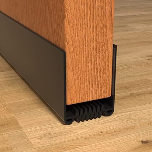 Door Draft Stopper, 36” Length Cuttable Weather Stripping Door Seal, Strong Adhesive Door Sweep for Exterior and Interior Doors (2, Black)
