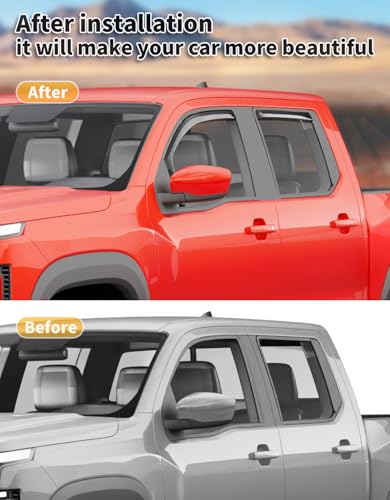 Image of Window Visors Rain Guards for Nissan Frontier Crew Cab 2022-2026 | in-Channel,Extra-Thick,Extra Durable,Window Deflectors,Vent Visors,Vent Shades,Truck Accessories,Polycarbonate (PC)
