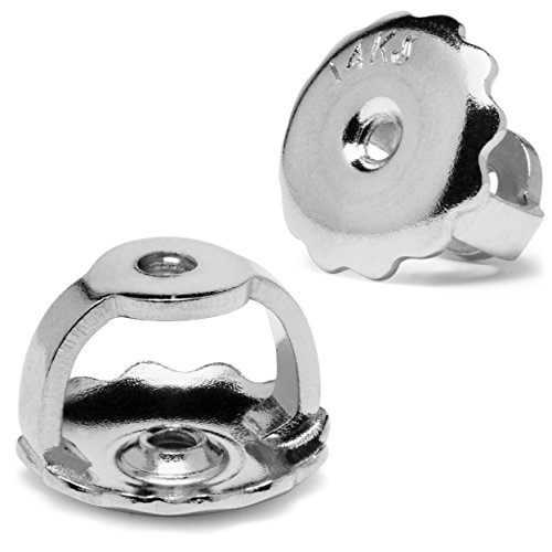 14K Solid White Gold Stud Earrings | Round Cut Cubic Zirconia | Screw Back Posts | 0.5 CTW | With Gift Box