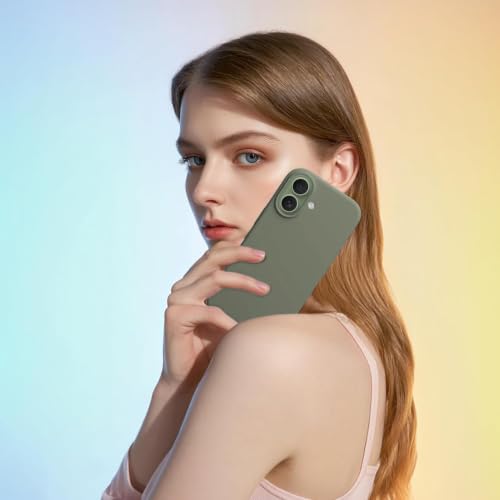 Image of DIZORO Compatible with iPhone 17 Case 6.3, Slim Liquid Silicone 3 Layers Full Covered Soft Gel Rubber Phone Cases Protective Back Cover 6.3 Inch - Olive