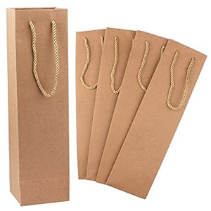 Wijngeschenkzakje, 50 Pack Papier Wijngeschenkzakje, Bruin Heavy Duty Wijntashouder met handgrepen, Retail Wijntas, Bulk…