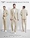 Hihawk Men 2 Piece Regular Fit Linen Suit, Casual Blazer Pants Set, Lightweight Jacket Trouser for Wedding Prom Khaki Small