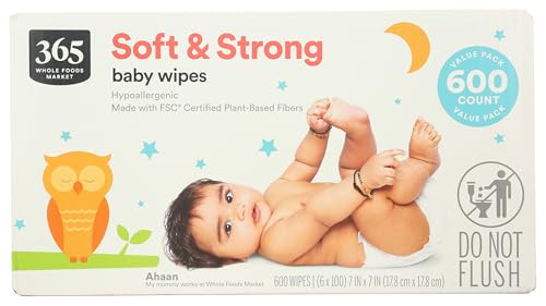 365 by Whole Foods Market, Soft & Strong Disposable Baby Wipes, Fragrance-Free, 100 Count (Pack of 6) β image 2