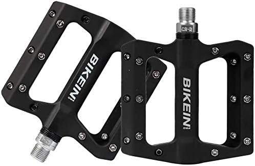 Brobantle MTB Bike Platform Pedals 9/16 inch Wide Plus Aluminium Alloy Flat Cycling Pedals Sealed Bearing Axle for Mountain BMX Road Accessories Bicycles with Metal Texture
